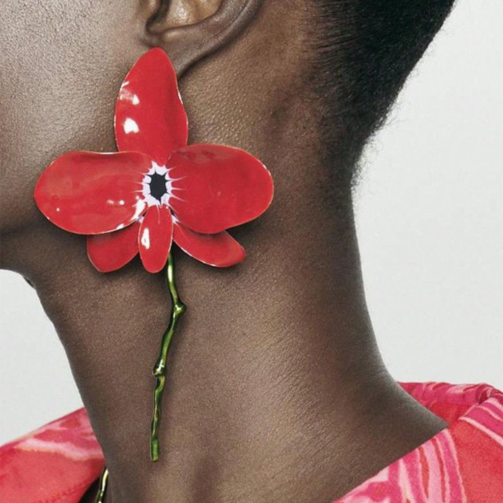 Springtime Women's Exaggerated Enamel Alloy Metal Floral Dangle Earrings